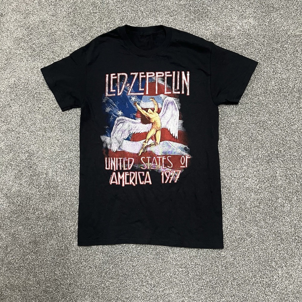 Led Zeppelin United States of America 1977 Graphic Band T Shirt Black Youth L